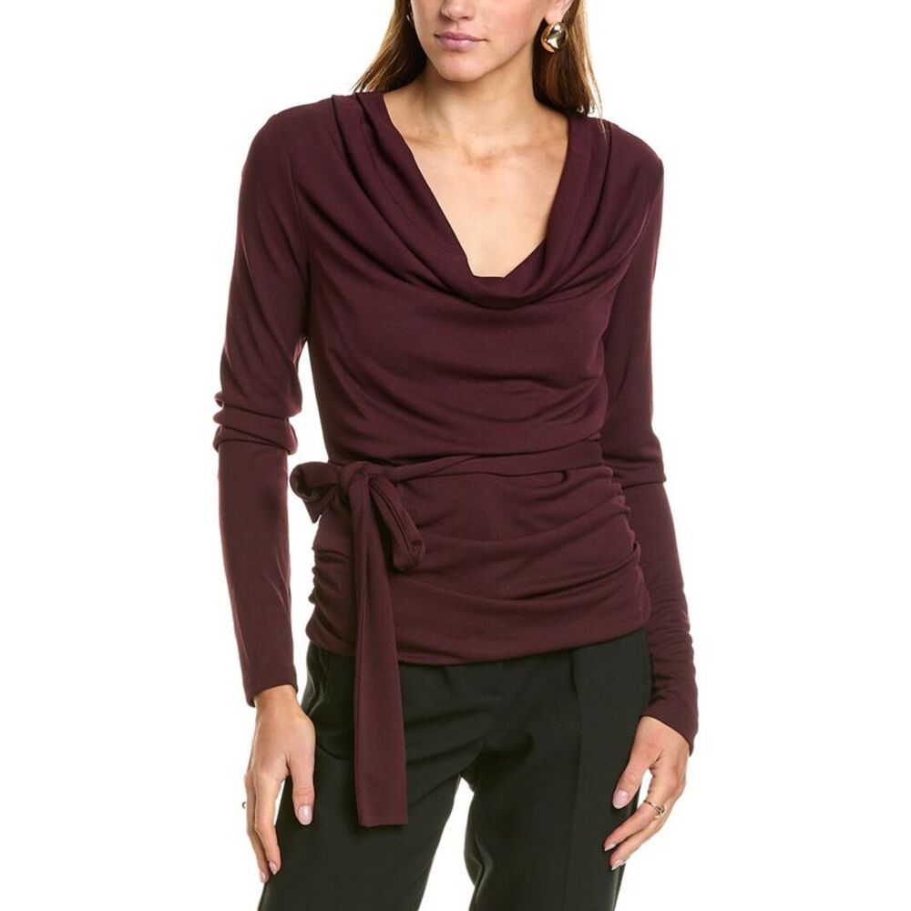 Nicholas Womens Demitria Scarf Cowl Neck Top, Purple